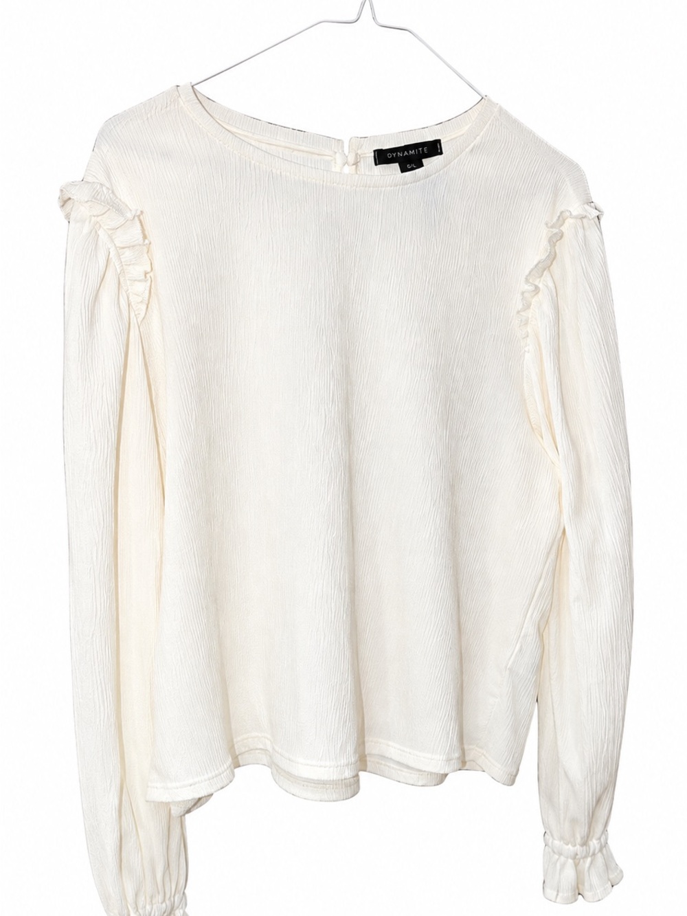 Dynamite Women’s White Ruffle Blouse – Size L